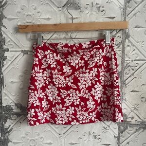 Y2K Esprit Red Floral Mini beach coverup swim Skirt
